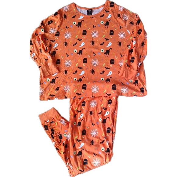 Halloween Pajama Set Hyde EEK 3X-4X  Womens Bats Ghosts Spiders 3X Top 4X Bottom - Picture 2 of 7
